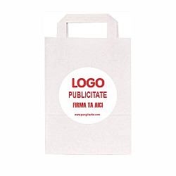 Pungă personalizată hârtie kraft albă 22x11x36 cm