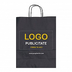 Pungă Negră Personalizată din Hârtie Kraft 25x11x31 cm