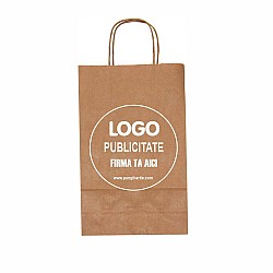Pungă personalizată hârtie kraft natur 18x8.5x30 cm