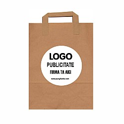 Pungă personalizată hârtie kraft natur 22x11x36 cm
