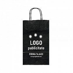 Pungă personalizată hârtie kraft neagră 18x8.5x30 cm