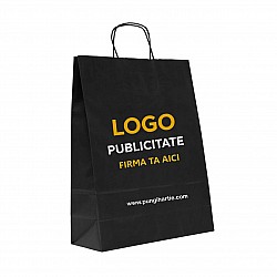 Pungă Haine & Boutiques Hârtie Neagră Imprimată 32x12x41 cm