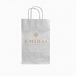 Pungă personalizată hârtie kraft albă 18x8.5x30 cm