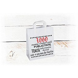 Pungi de hartie personalizate cu logo-ul brandului si mesajul promovat, pentru a crește vizibilitatea si constientizarea brandului