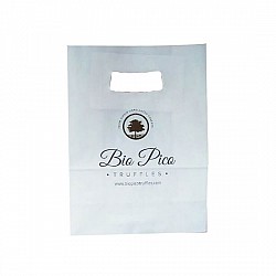 Pungă personalizată hârtie kraft alba,14x7x21 cm