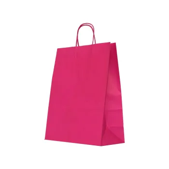 Sacosa colorata hartie rodamine mâner rasucit, 25x11x31 cm