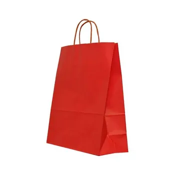 Sacosa colorata hartie rosie, mâner rasucit, 25x11x31 cm