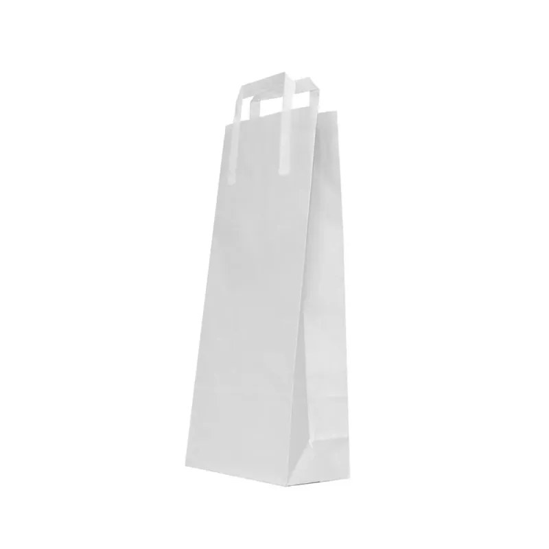 Saci 5 kg, 2 straturi hartie kraft albi manere plate, 22x10x44 cm