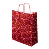 Sacosa cadouri rosie cu inimi, mâner rasucit, 25x11x31 cm