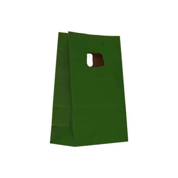 Sacosa colorata verde tuborg 18x9x25 cm mâner decupat