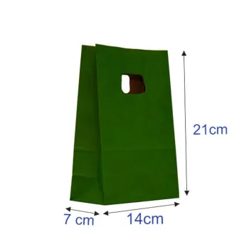 Sacosa kraft verde tuborg 14x7x21 cm