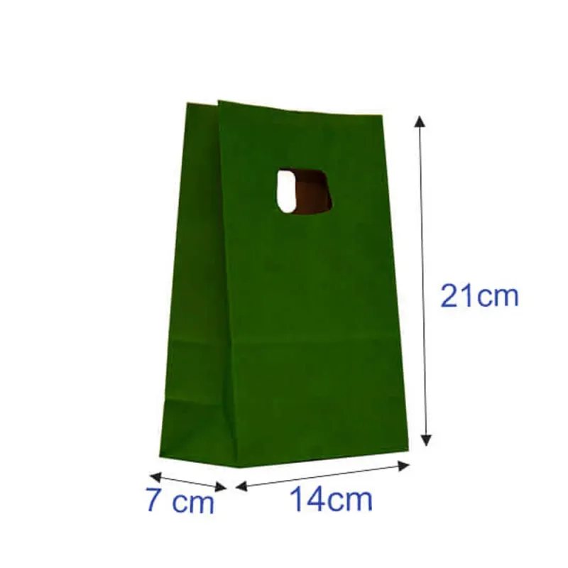 Sacosa kraft verde tuborg 14x7x21 cm
