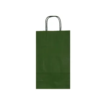 Sacosa hartie colorata verde tuborg, mâner rasucit, 18x8.5x30 cm