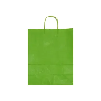 Sacosa colorata hartie verde, mâner rasucit, 25x11x31 cm