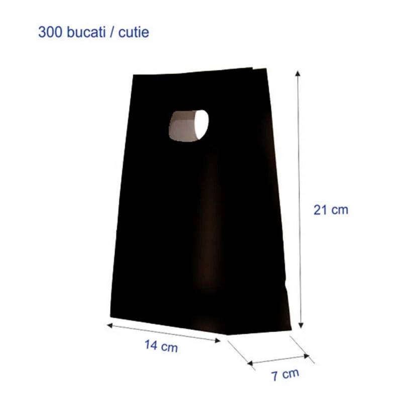 Sacosa hartie kraft neagra 14x7x21 cm