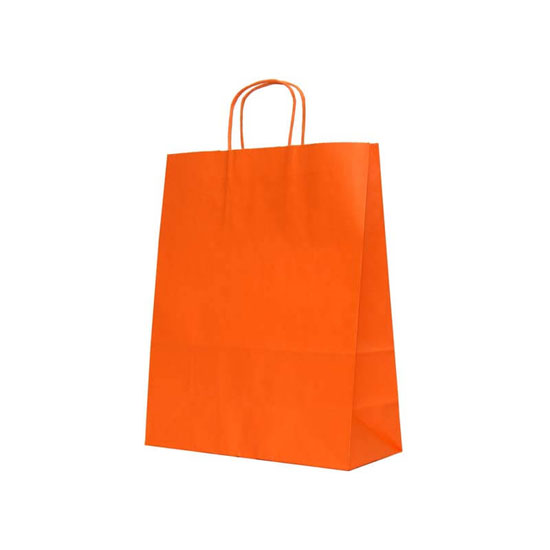 Sacosa kraft Orange 25x11x31 cm mâner rasucit