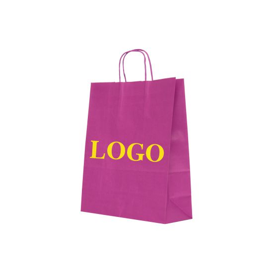 Pungă personalizată hârtie kraft roz 25x11x31 cm