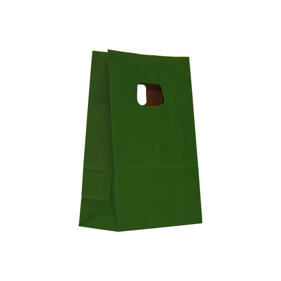 Sacosa colorata verde tuborg 18x9x25 cm mâner decupat
