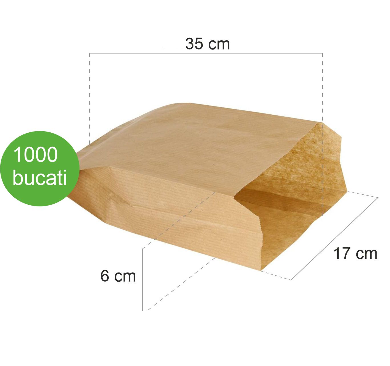 Pungă Hârtie Natur pentru Pâine / Franzelă Mare – 17x6x35 cm