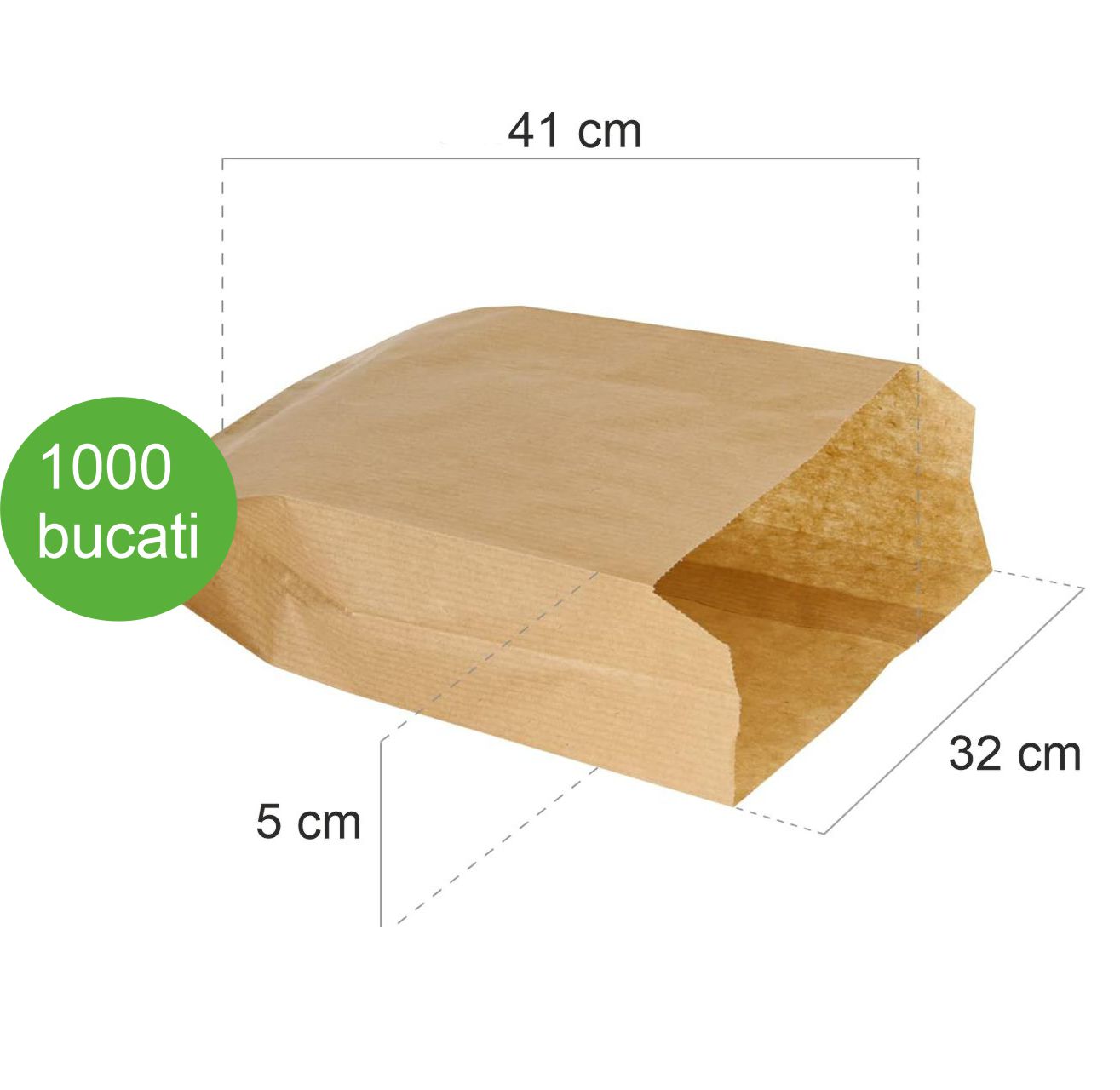 Pungă cu Pliu Lateral pentru Pâine Rotundă – Hârtie Kraft 32x5x41 cm