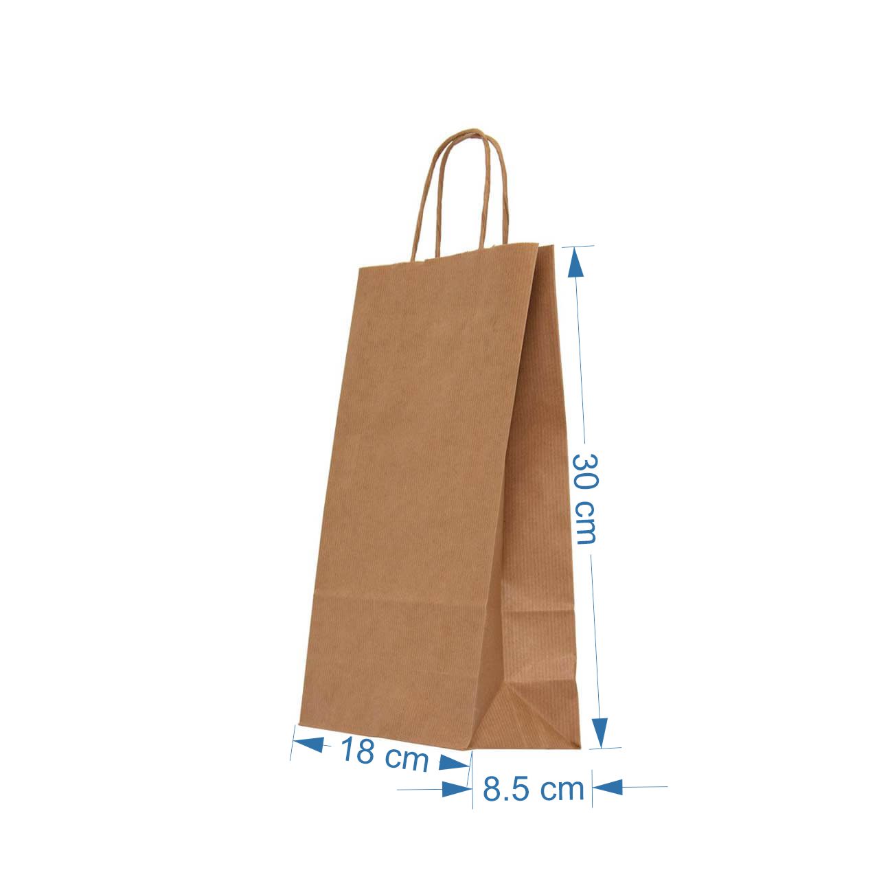 18 x 8.5 x 30 cm sacosa hartie kraft natur maner snur