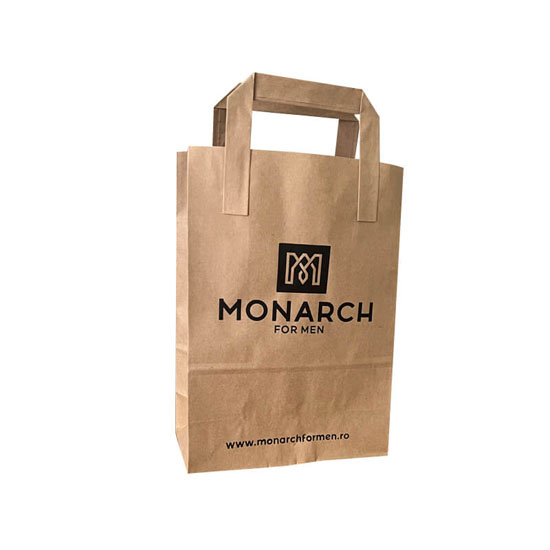 Pungă Hârtie Kraft Albă cu Mâner Plat 18x9x25 cm - Personalizabilă