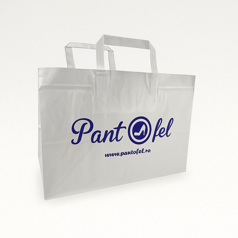 Pungă personalizată hârtie kraft albă 32x21x24 cm