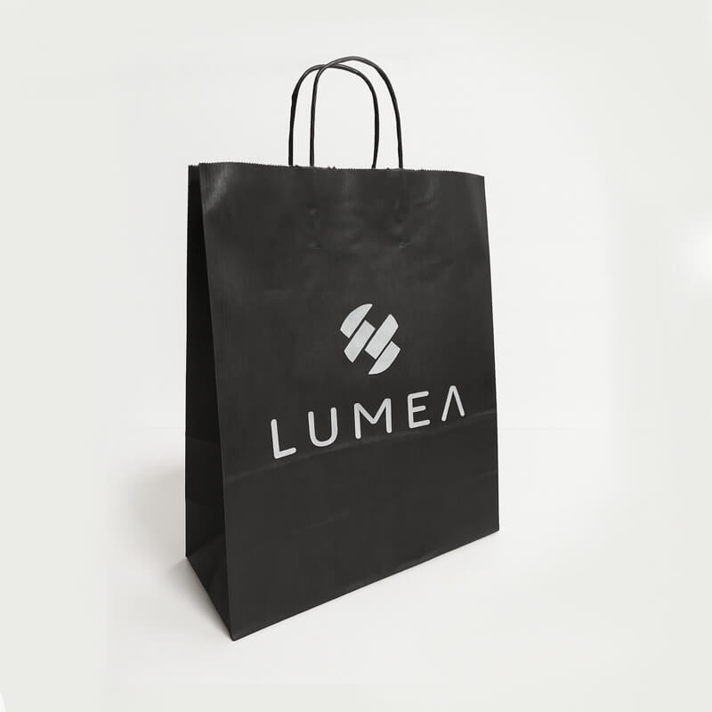 Pungă personalizată hârtie kraft neagra 25x11x31 cm