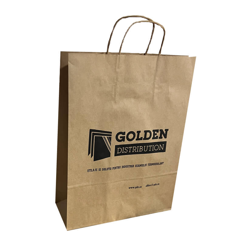Pungă Hârtie Kraft Gros / Rezistent 100g/mp Personalizată 32x12x41 cm