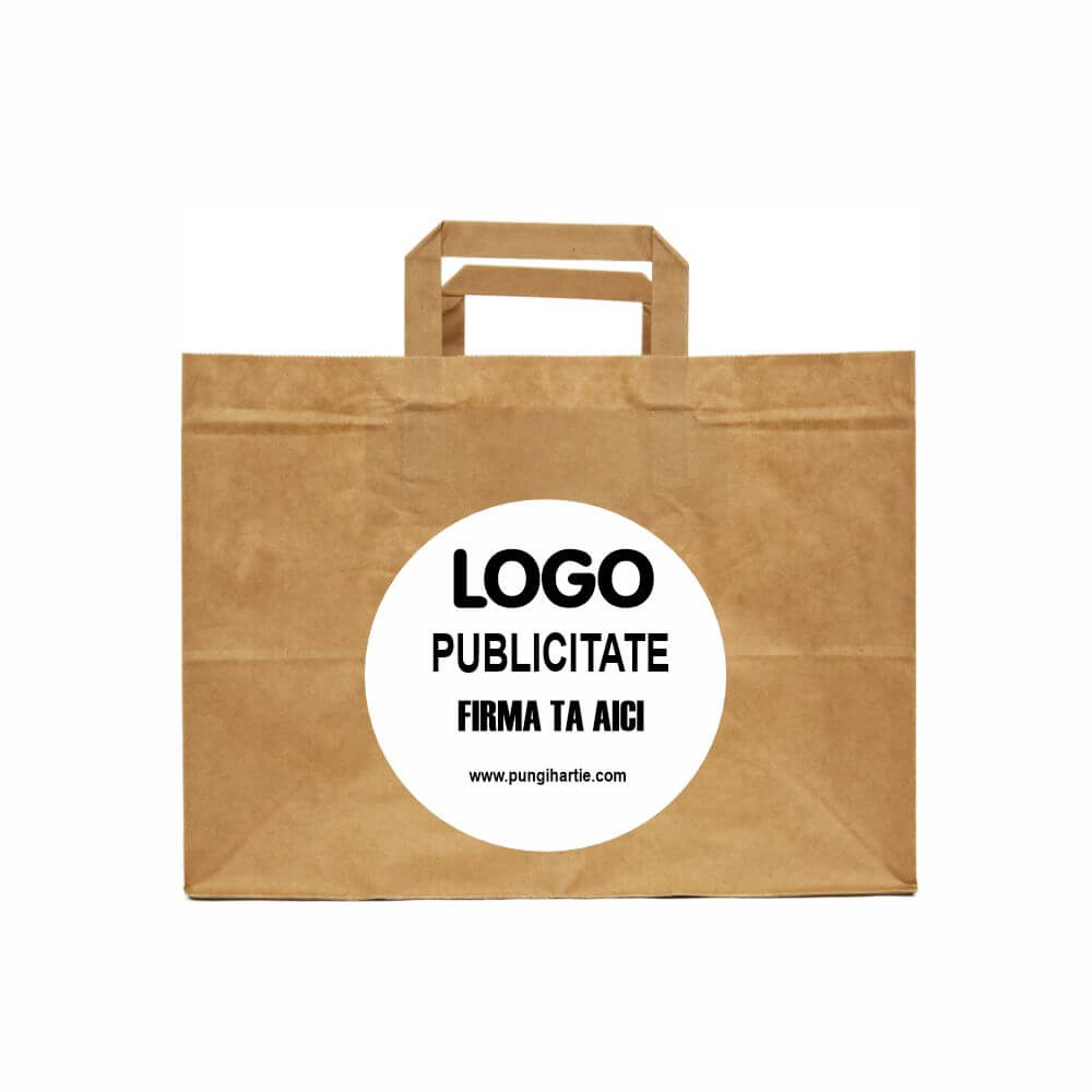 Pungă personalizată hârtie kraft natur 26x17x26 cm